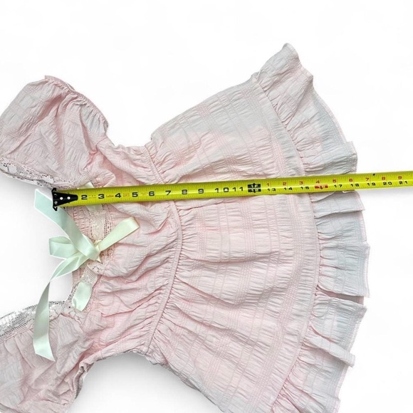 Ultra Flirt Light Pink Puff Sleeve Blouse - Picture 4 of 6